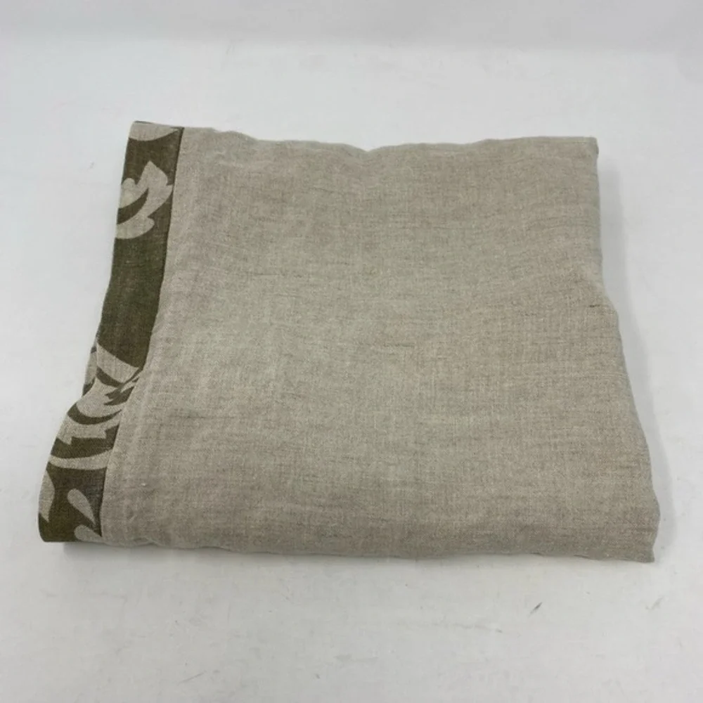 100% Linen Sham‎ Pillowcase 20 x 26 Natural Beige Olive Border Button Closure